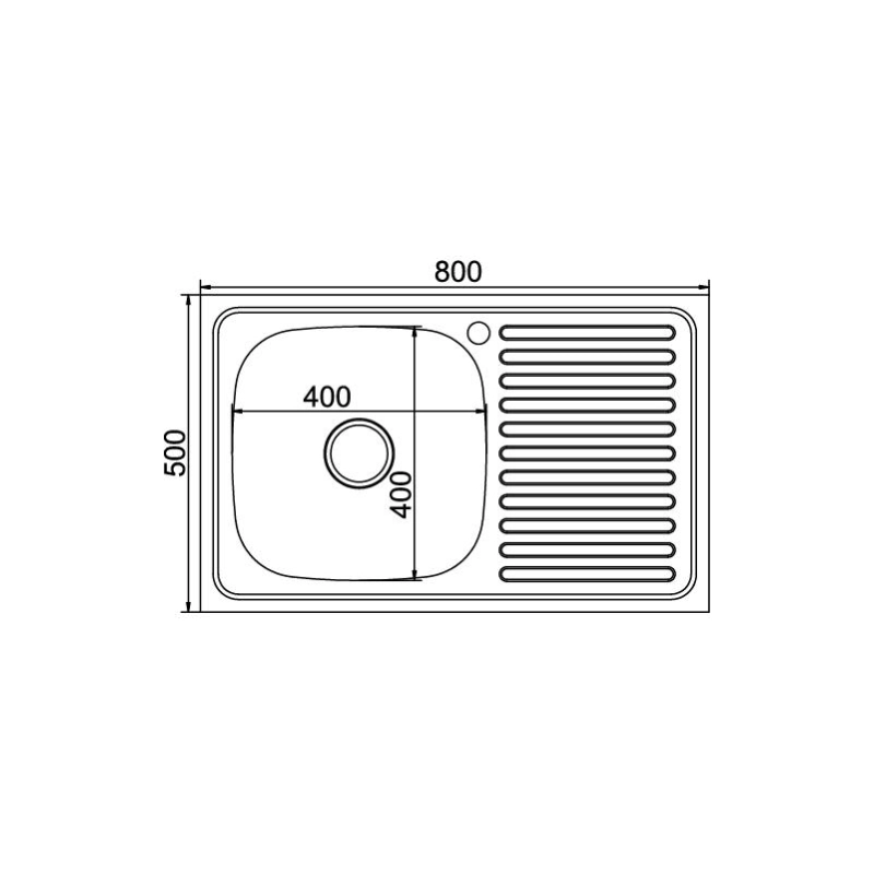 Мойка накладная 80х50 (0,6) лев вып 3 1/2 MIXLINE 16см с сифоном