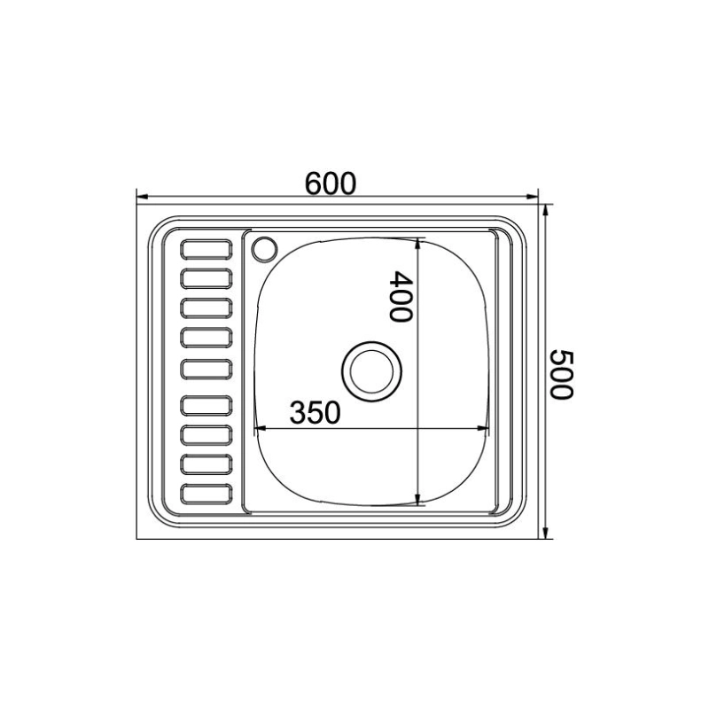 Мойка накладная 60х50 (0,6) прав вып 3 1/2 MIXLINE 16см с сифоном