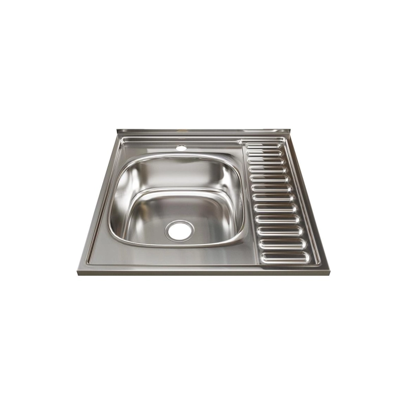 Мойка накладная 60х60 (0,8) лев вып 3 1/2 MIXLINE 18см с сифоном