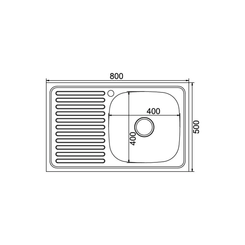 Мойка накладная 80х50 (0,8) прав. вып 3 1/2 MIXLINE 18см с сифоном