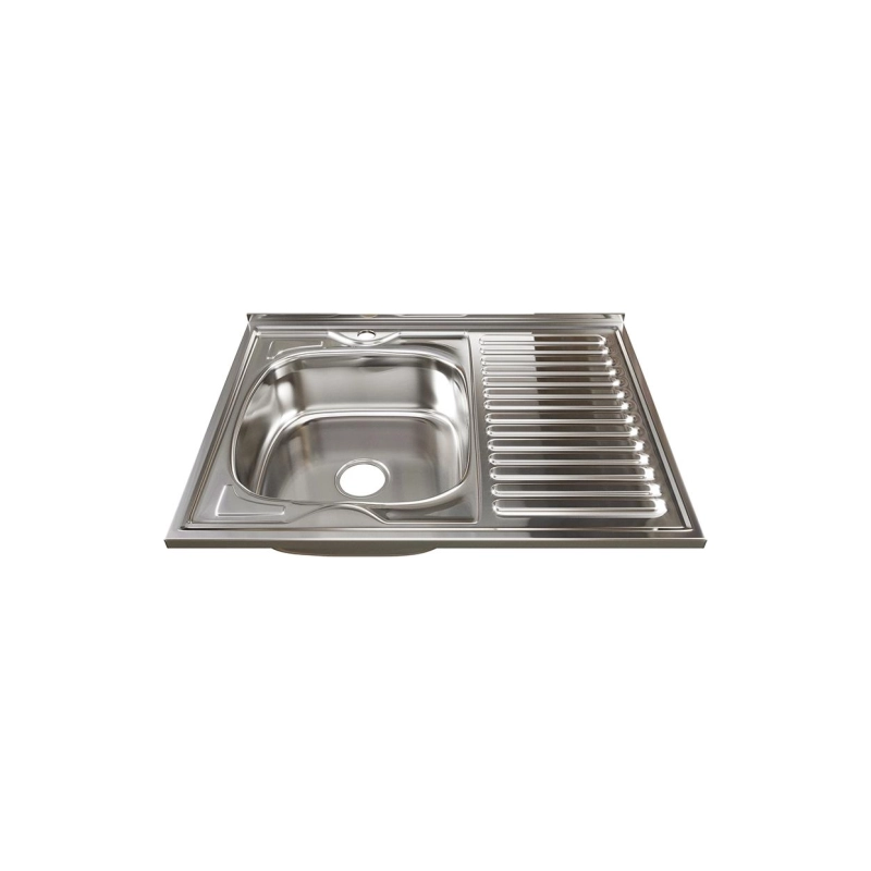 Мойка накладная 80х60 (0,6) лев вып 3 1/2 MIXLINE 16см с сифоном