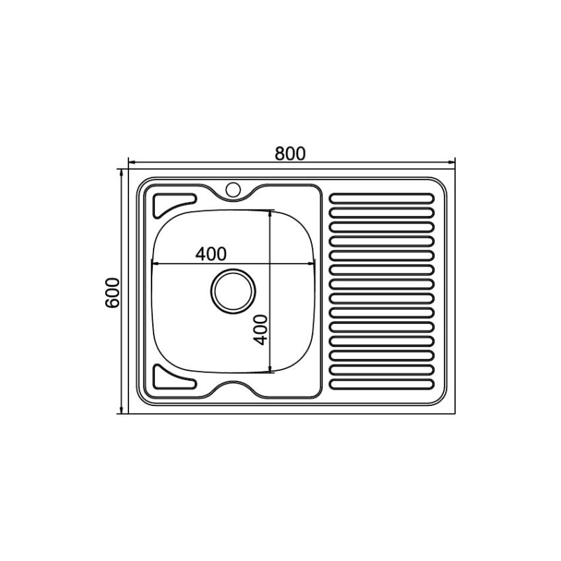 Мойка накладная 80х60 (0,6) лев вып 3 1/2 MIXLINE 16см с сифоном