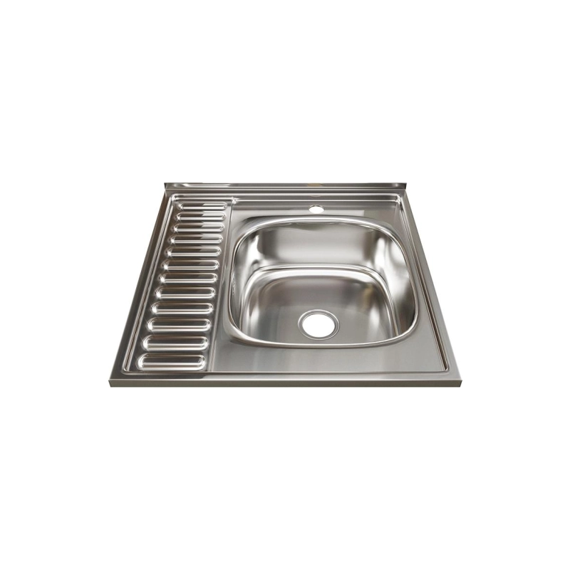 Мойка накладная 60х60 (0,8) прав вып 3 1/2 MIXLINE 18см с сифоном