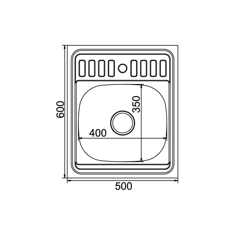 Мойка накладная 50х60 (0,8) вып 3 1/2 MIXLINE 18см с сифоном