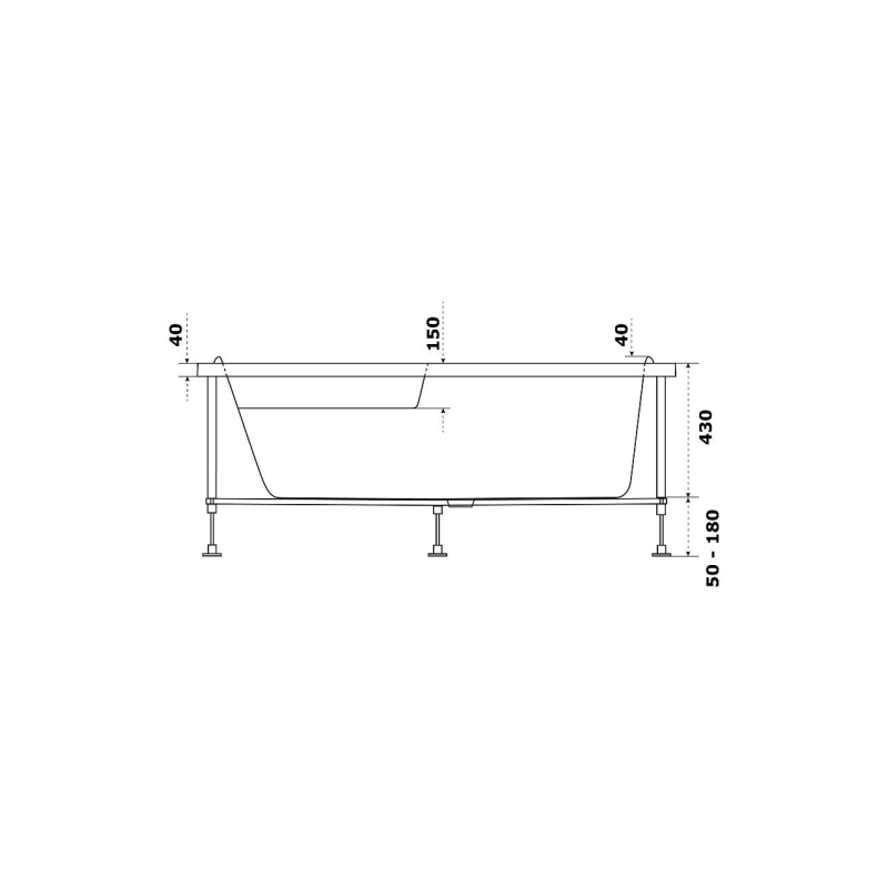 Ванна акрил. МИКОНА 160*100 правая (каркас+панель)