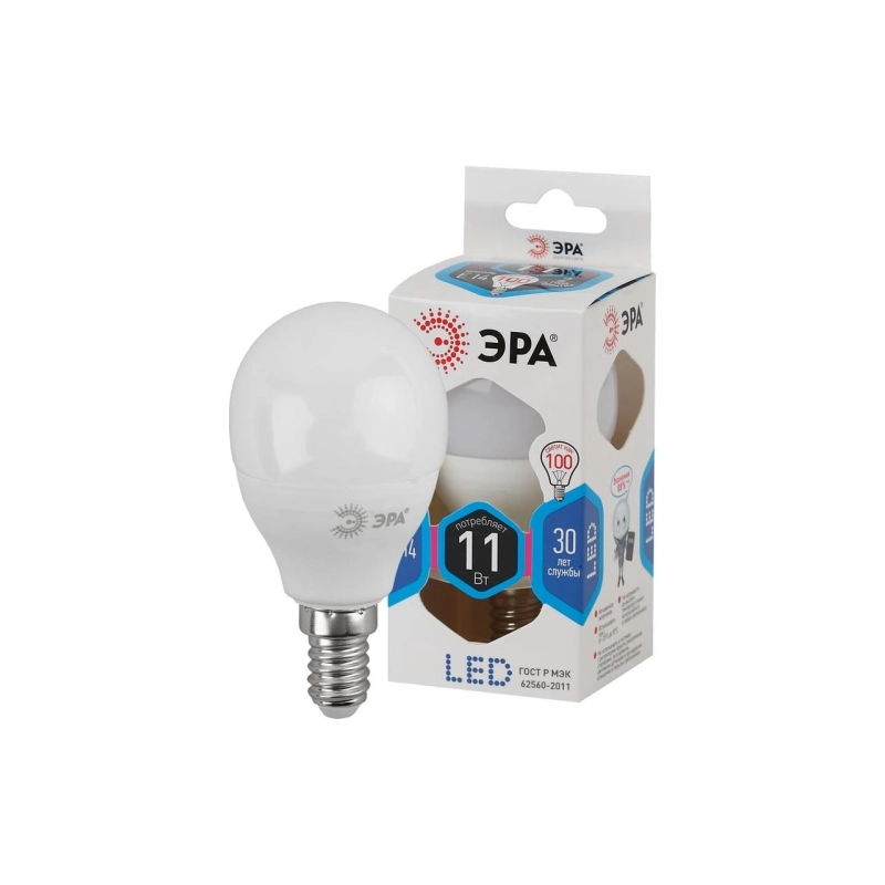 Лампа ЭРА LED-шар Р45-11W-840-E14