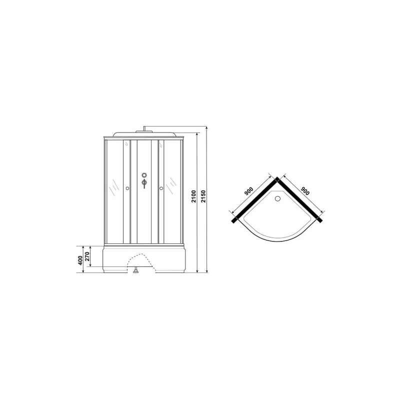 Душ.кабина 90*90*215см поддон 40см мат.стекло (CS-986TM/W)