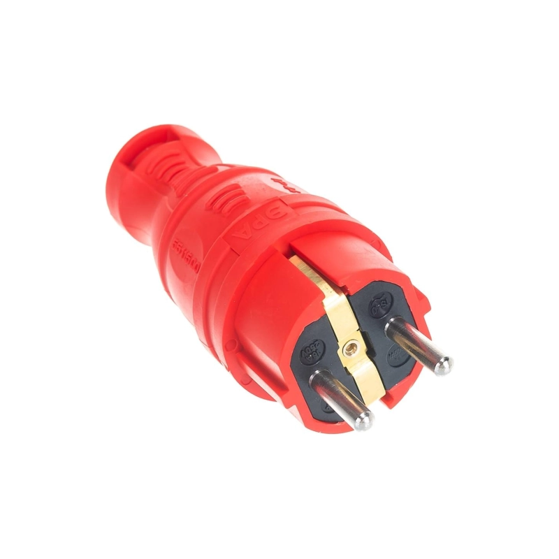 Вилка ЭРА V8(RED) IP44 с/з 16А каучук, красн.