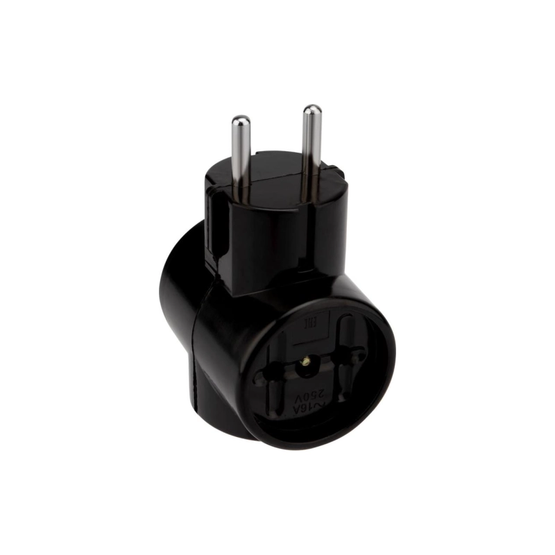 Тройник REXANT РЕТРО б/з 10А черный (карболит)