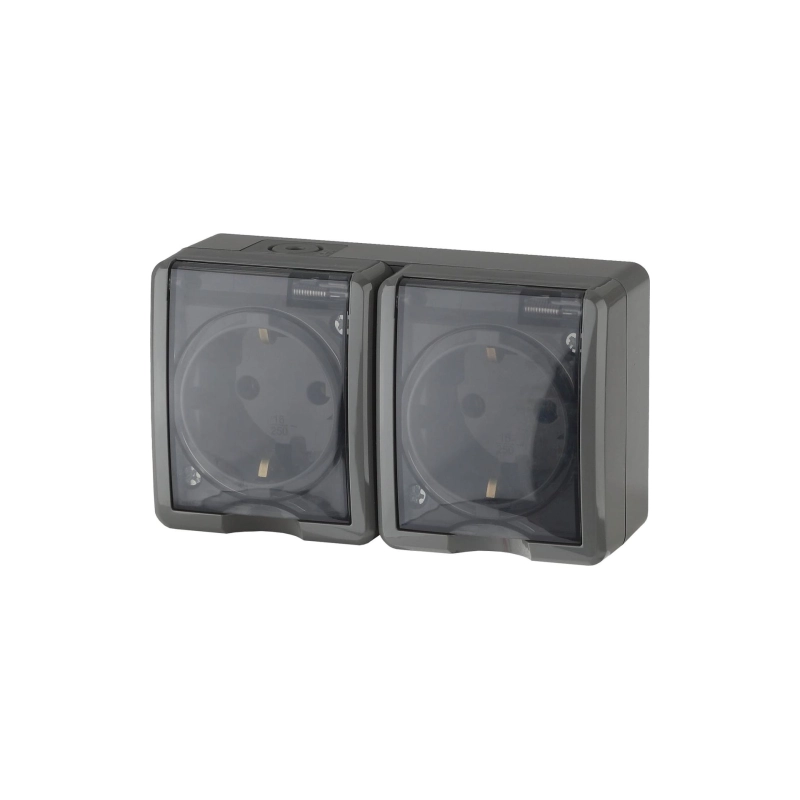 Розетка ЭКСПЕРТ 2-ая нар. с/з серая IP54 11-2403-03
