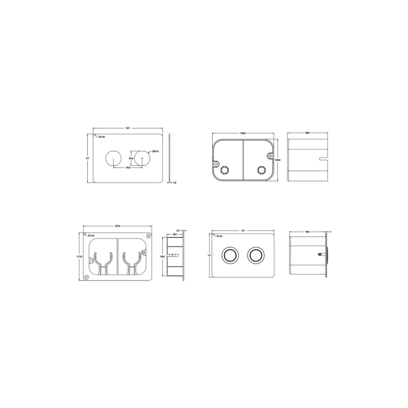 PN44072SB Клавиша смыва пневм. д/инсталляции Point Венера нерж брашированная сталь