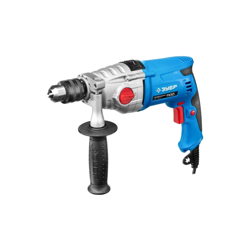 Дрель ударная ЗУБР 1100 Вт, 13 мм, 2 скорости, мет. корпус, Профессионал (ЗДУ-1100 ЭРММ2)