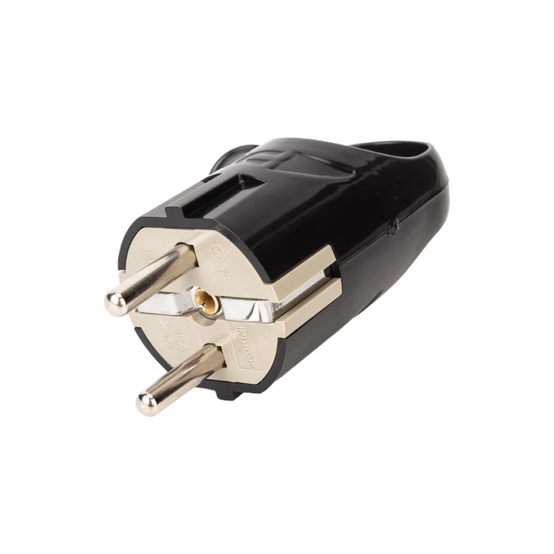 Вилка IN HOME угловая с кольцом с/з 16А 4220, черн.