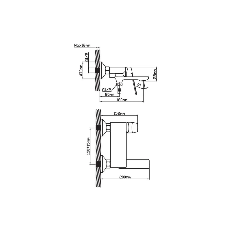 Р167 Смеситель Potato д/ванны с коротк. излив. Р30167-7
