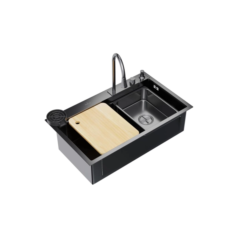 Мойка настол. монтаж 75*46 (3,0) вып 3 1/2 21,5см с сифоном (сатин) Mixline PRO