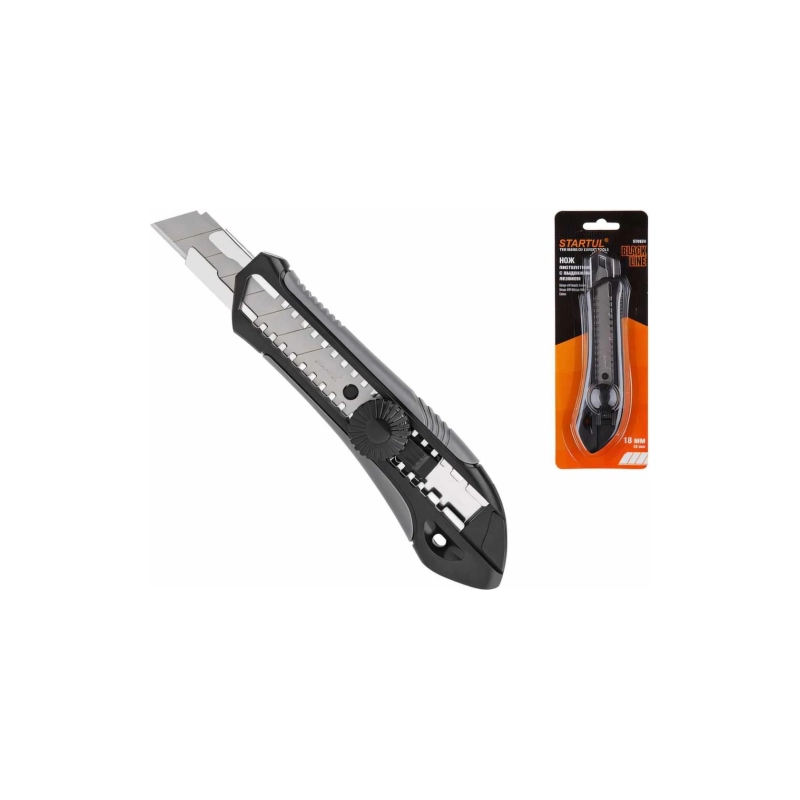 Нож канцелярский выдвижной 18 мм STARTUL (ST0924)