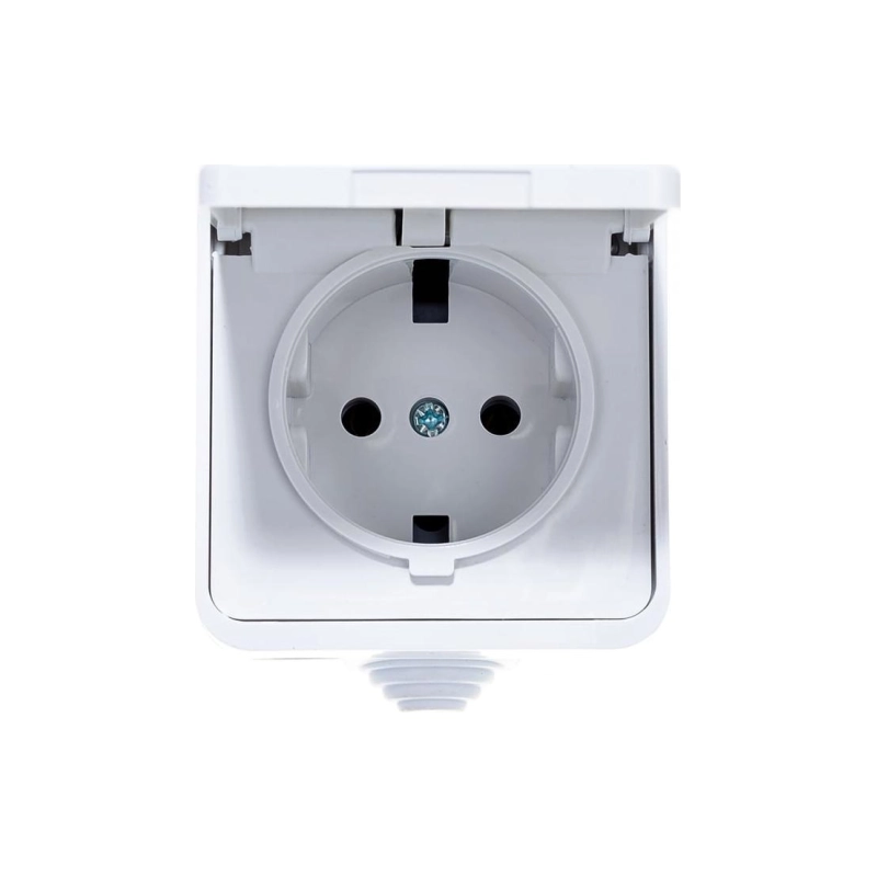 Розетка AQUA 1-ая с крышкой бел. полугерметич IN HOME можно менять