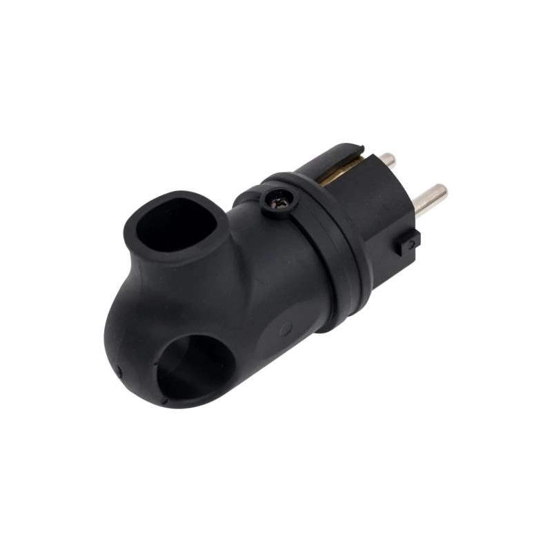 Вилка IN HOME угловая с/з каучук 16А 9220, черн.