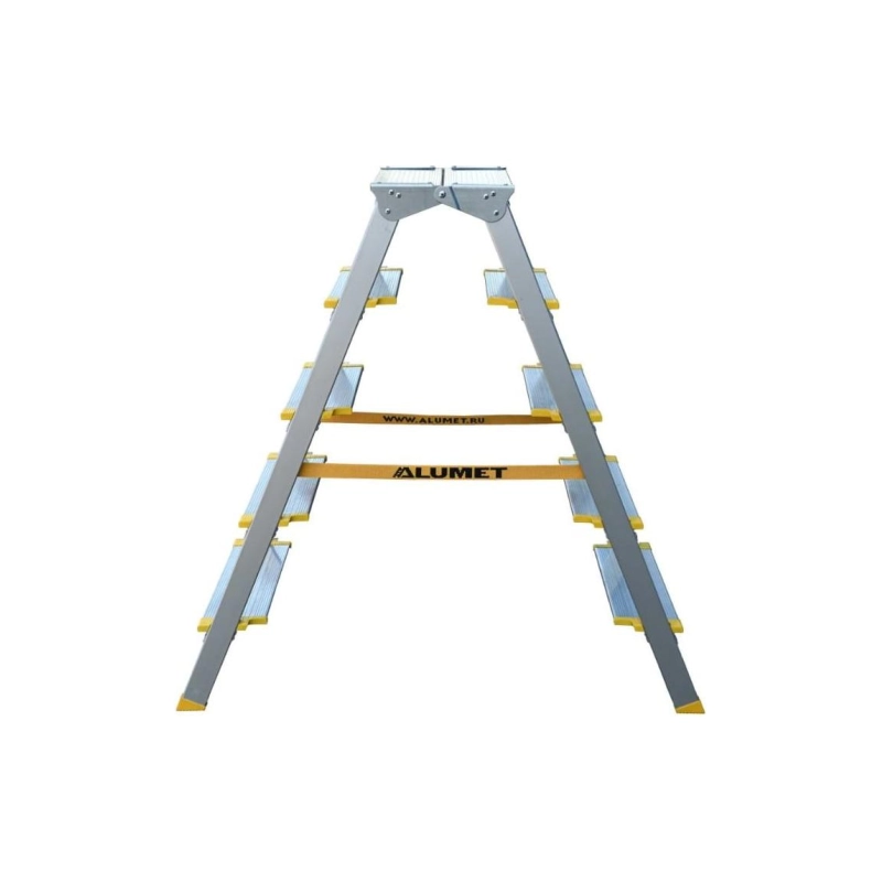 Стремянка 2-х сторон., 5 ступеней широкие алюм. ASD 5205 анодированная