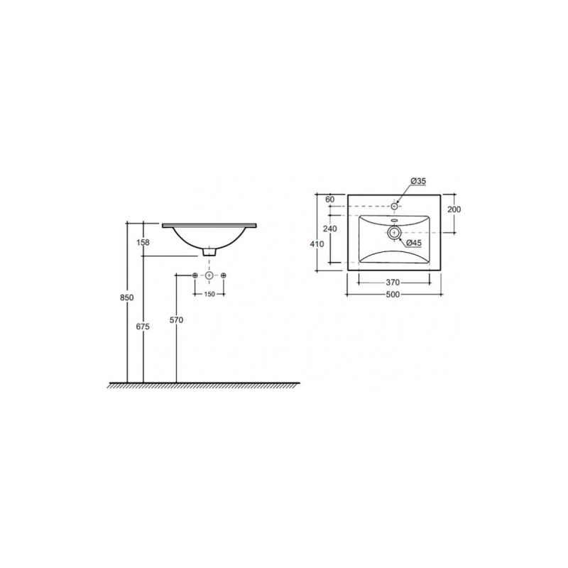 Умывальник мебельный Бергамо Нова 50 ФС (+крепл) с1