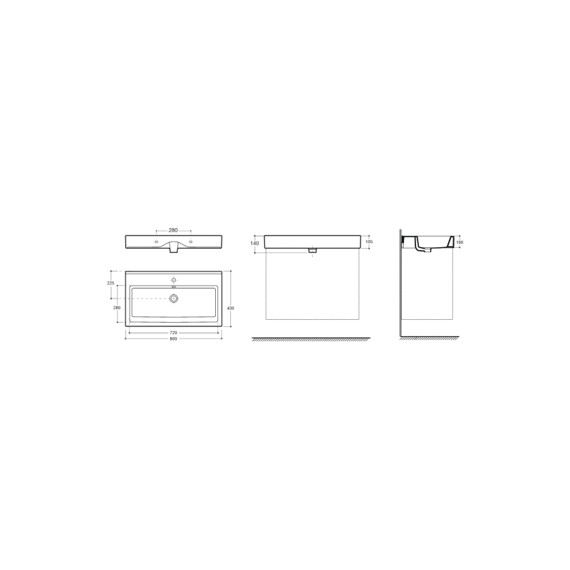 Умывальник мебельный Форум 80 ФС белый (+крепл) с1