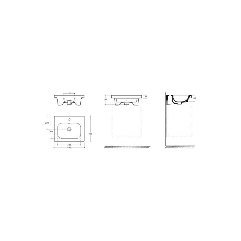 Умывальник мебельный Эридан 50 ФС белый (+крепл) с1