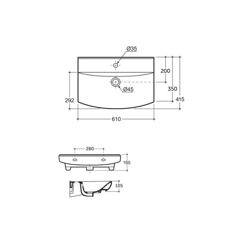 Умывальник мебельный Клермонт 60 (+крепл) с1