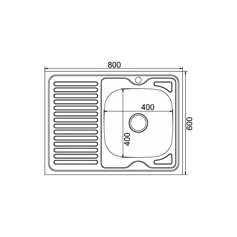 Мойка 60*50 (0,8) прав вып 3 1/2 с сифоном (глуб.18 см)
