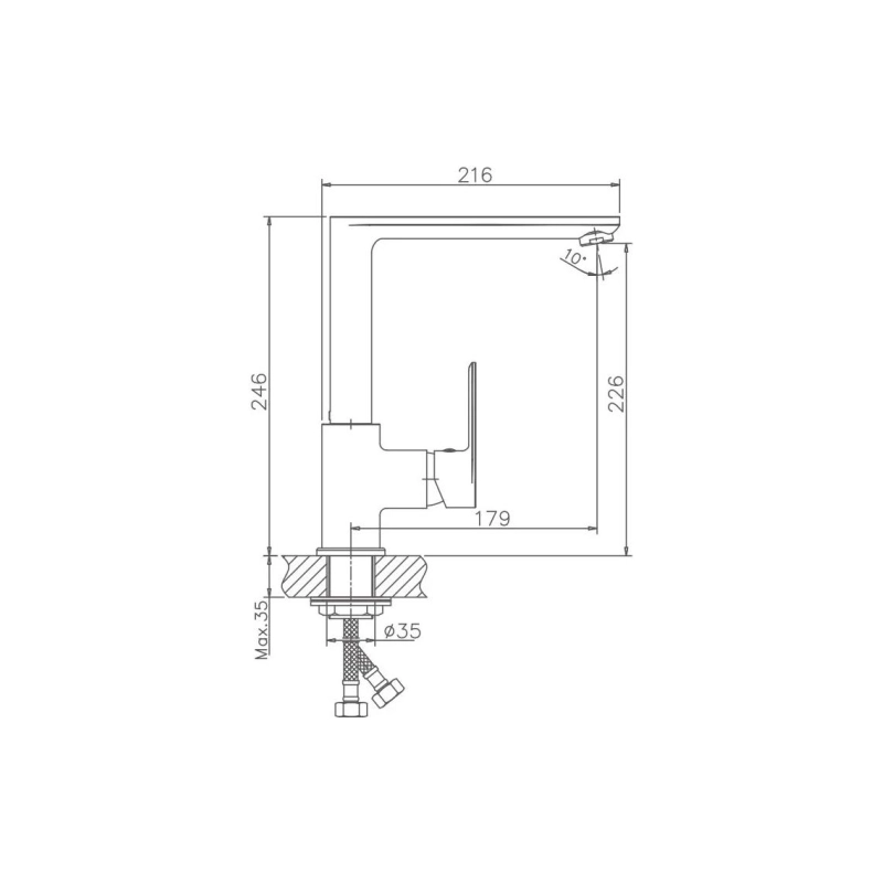 HB70505 Смеситель HAIBA однорычаж. д/кухни, латунь, хром