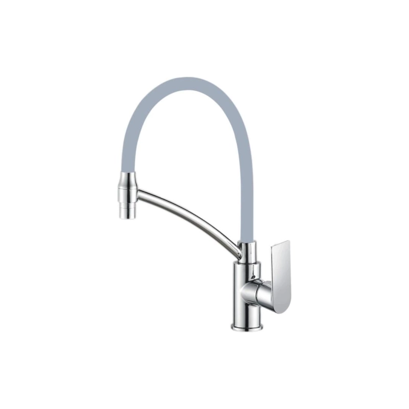 HB72505 Смеситель HAIBA однорычаж. д/кухни, гибкий излив, латунь, белый/хром