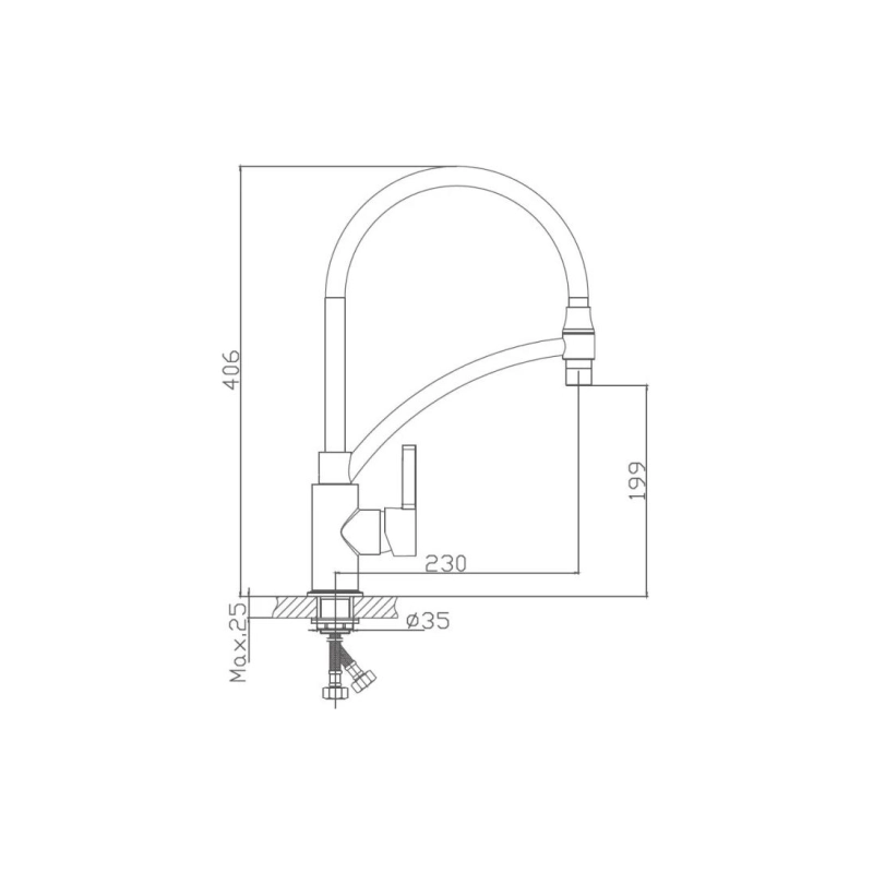 HB72505 Смеситель HAIBA однорычаж. д/кухни, гибкий излив, латунь, белый/хром
