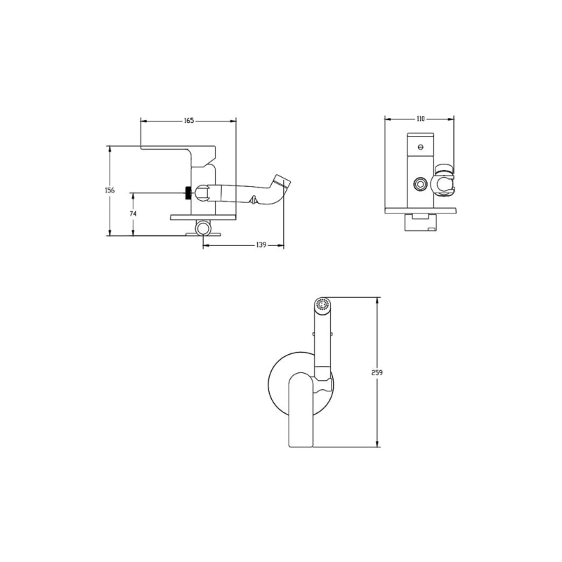 HB55505 Смеситель HAIBA с гигиеническим душем, латунь, хром