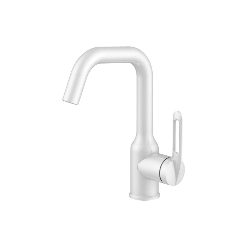 HB10825-8 Смеситель HAIBA д/раковины, однорыч., нерж. сталь, белый