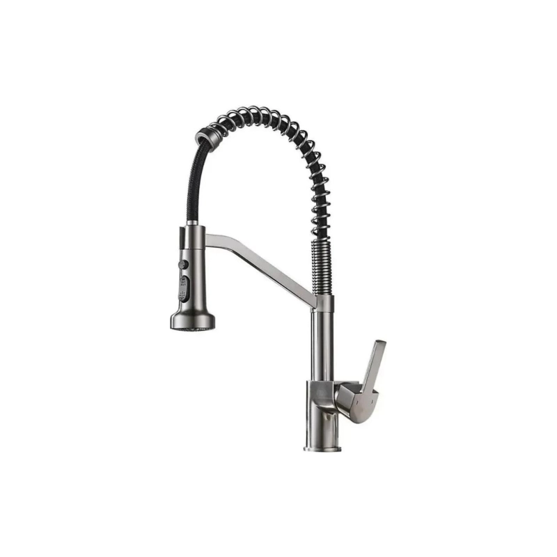 HB73826-3 Смеситель HAIBA однорычаж. д/кухни, гибкий излив, латунь, оружейная сталь