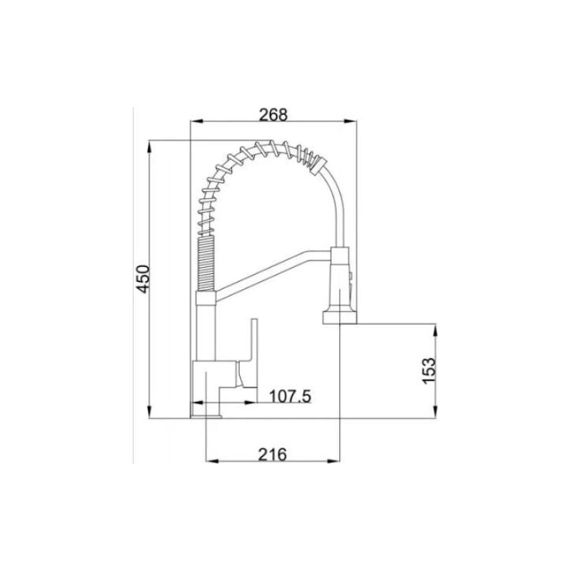HB73826-7 Смеситель HAIBA однорычаж. д/кухни, гибкий излив, латунь, черный