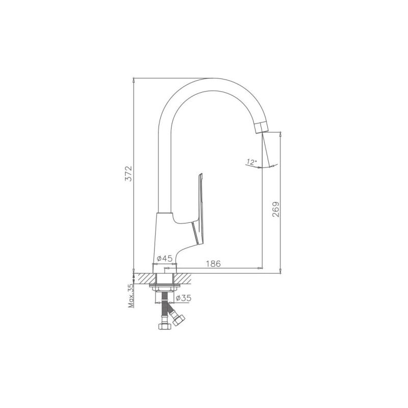 HB70595 Смеситель HAIBA однорычаж. д/кухни, латунь, хром