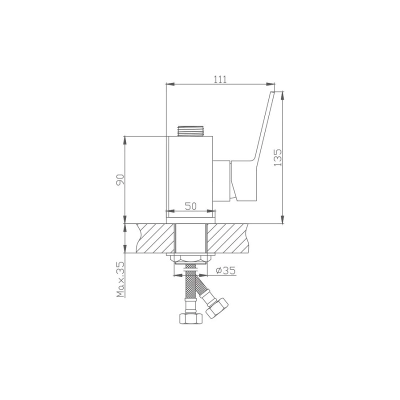 HB73559 Смеситель HAIBA однорычаж. д/кухни, без излива, латунь, хром