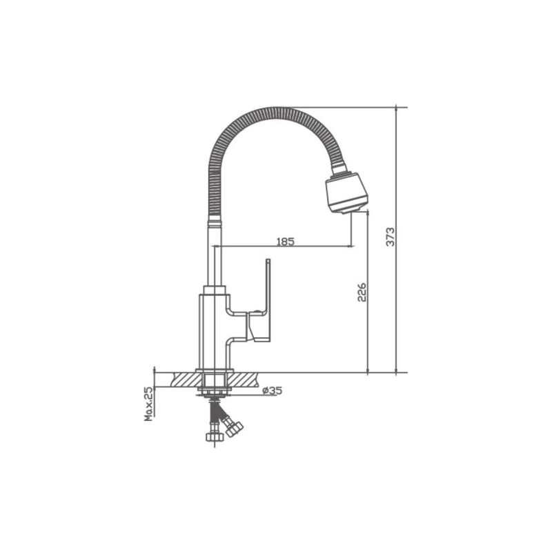 HB73615 Смеситель HAIBA однорычаж. д/кухни, 2-режима, латунь, хром