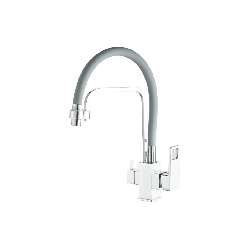 HB76615 Смеситель HAIBA однорычаж. д/кухни, с подключением фильтра, гибкий излив, латунь, хром