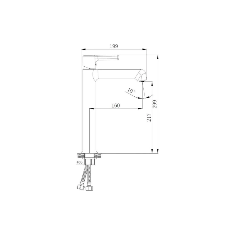 HB11814-7 Смеситель HAIBA д/раковины, однорыч., высокий излив, латунь, черный
