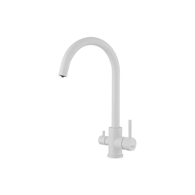 HB43828-8 Смеситель HAIBA однорычаж. д/кухни, с подключением фильтра, нерж. сталь, белый