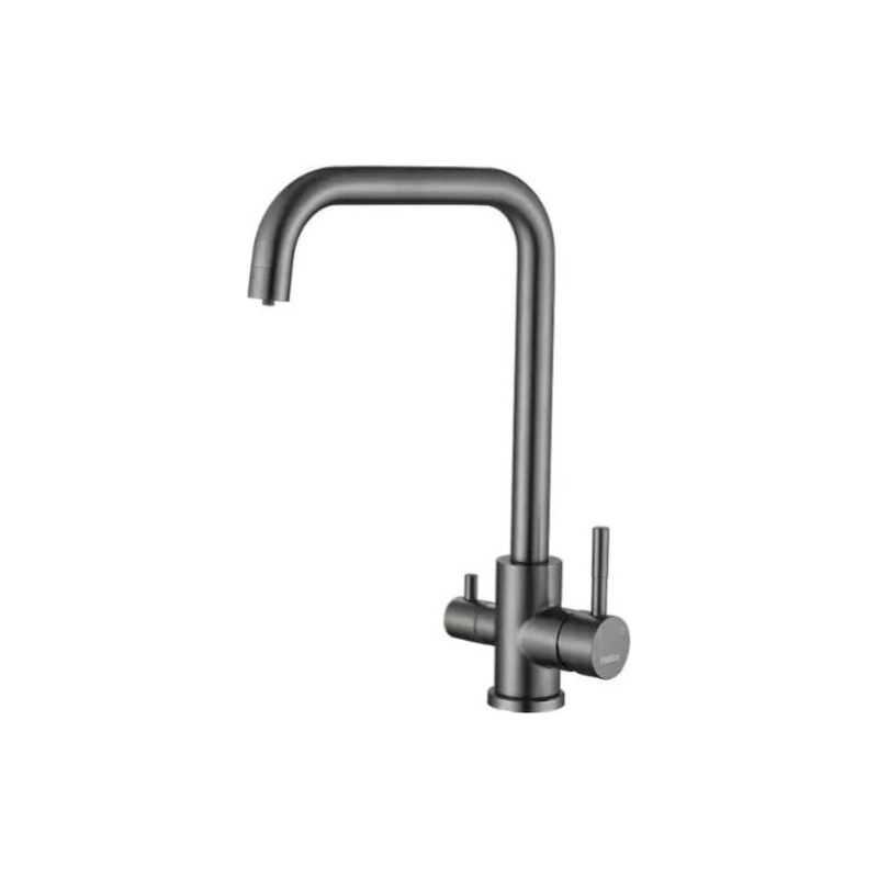 HB43829-3 Смеситель HAIBA однорычаж. д/кухни, с подключением фильтра, нерж. сталь, оружейная сталь