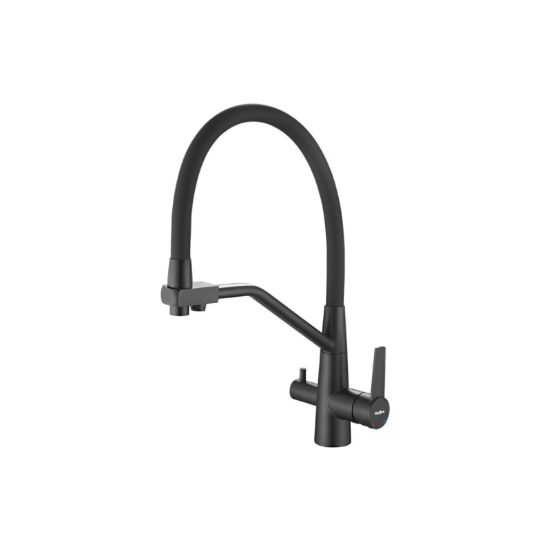 HB76822-7 Смеситель HAIBA однорычаж. д/кухни, с подключ. фильтра, гибкий излив, латунь, черный