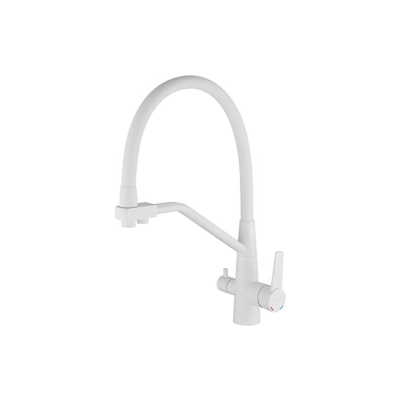 HB76822-8 Смеситель HAIBA однорычаж. д/кухни, с подключ. фильтра, гибкий излив, латунь, белый