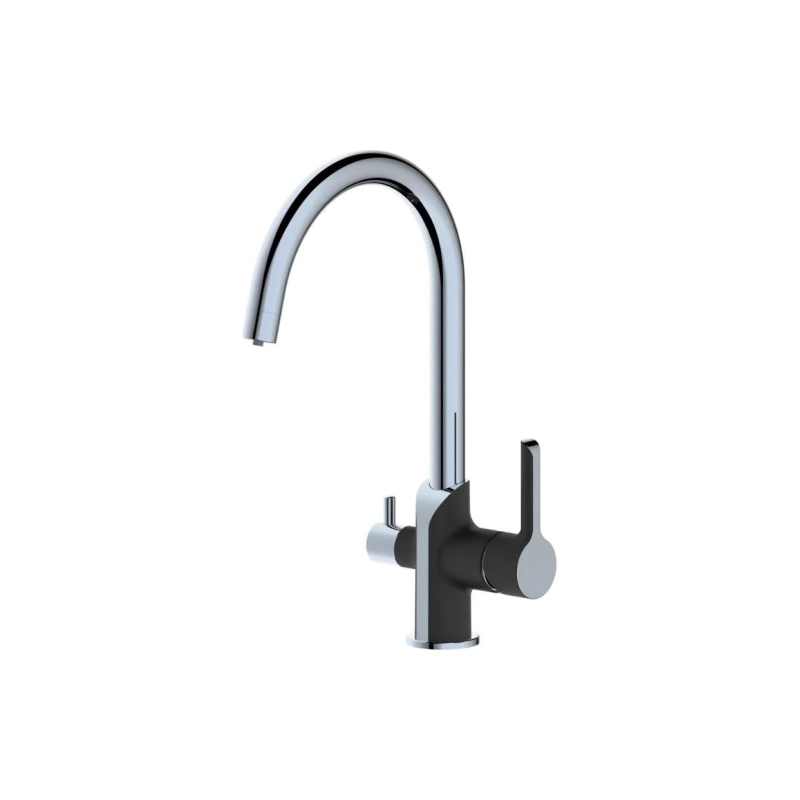 HB76805-7 Смеситель HAIBA однорычаж. д/кухни, с подключением фильтра, латунь, черный/хром