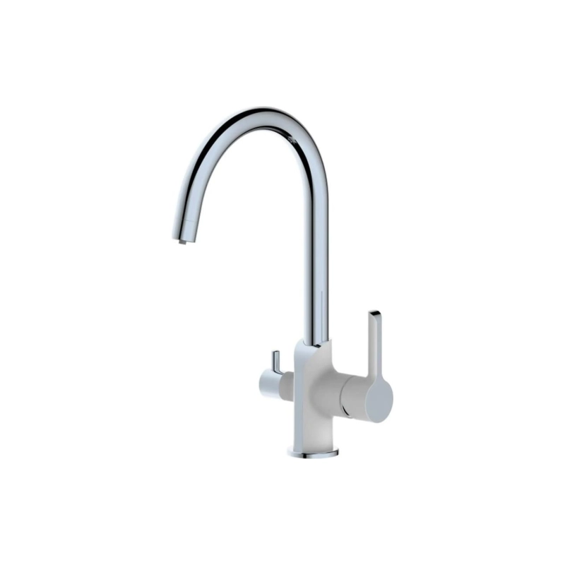 HB76805-8 Смеситель HAIBA однорычаж. д/кухни, с подключением фильтра, латунь, белый/хром