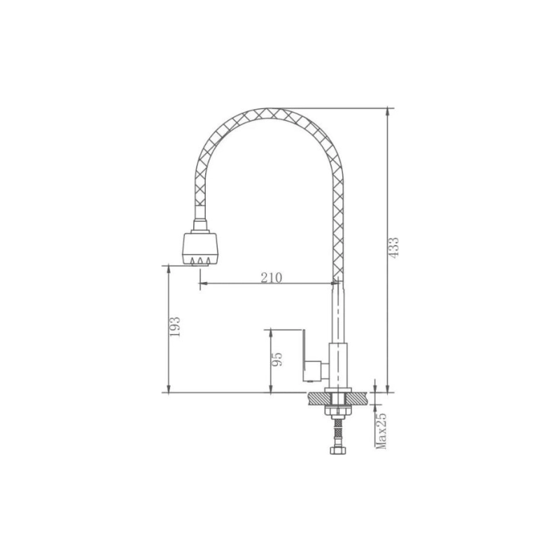 HB4181 Смеситель HAIBA моно однорычаж. д/кухни, нерж. сталь