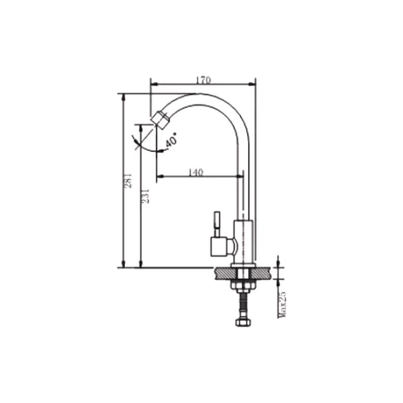 HB4183 Смеситель HAIBA моно однорычаж. д/кухни, нерж. сталь