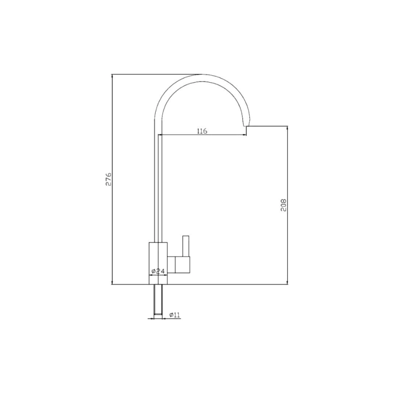 HB4184 Смеситель HAIBA питьевая вода однорычаж. д/кухни, нерж. сталь
