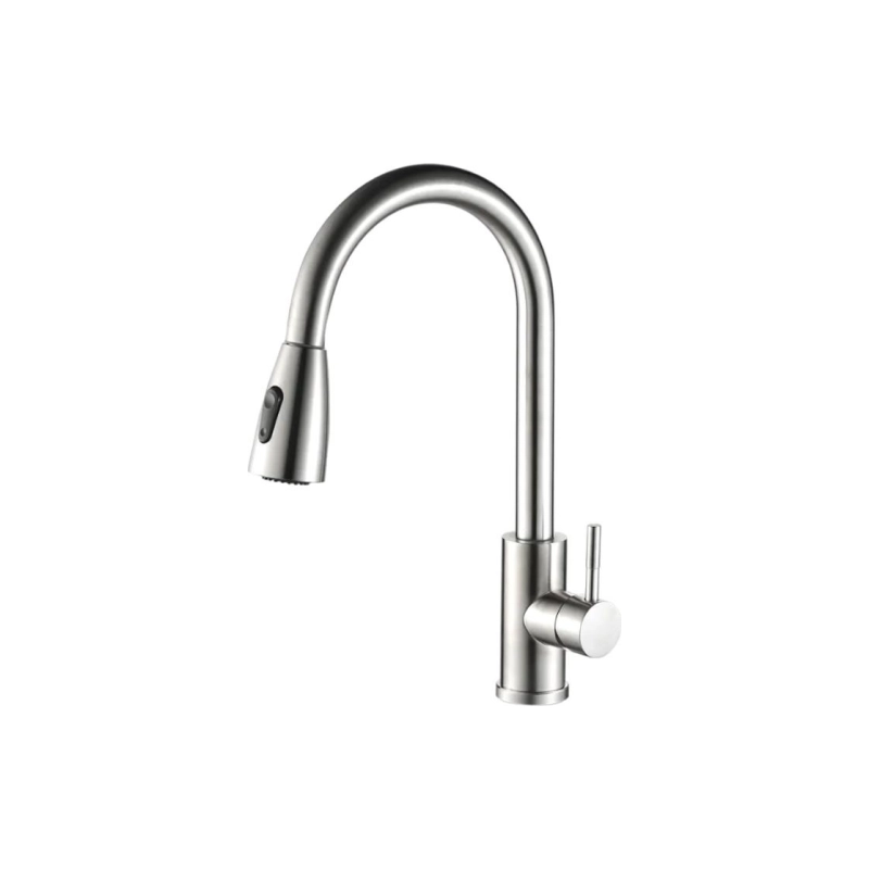 HB73304-2 Смеситель HAIBA однорычаж. д/кухни, выдвижной излив, нерж. сталь